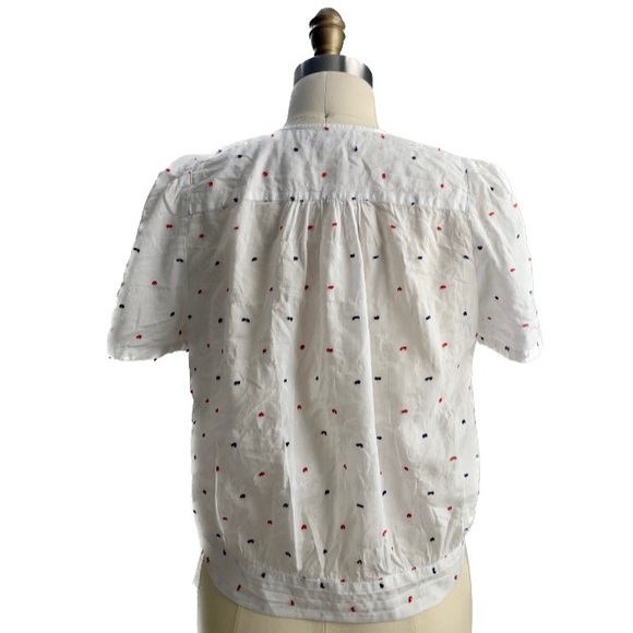 MADEWELL • Short Sleeve Wrap Top in Red and Blue Clipdot - Size S - Picture 7 of 13